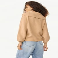 Okrugli Ženski džemper s patentnim zatvaračem s dugim rukavima, veličine od ramena do ramena