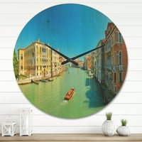 DesignArt 'Grand Canal Venecija u zelenom' Moderni drveni zidni sat