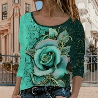 Ženska majica modna modna rukava s dugim rukavima ruža cvjetna majica majica