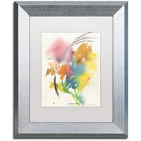 Zaštitni znak likovna umjetnost Rainbow buket Canvas Art by Sheila Golden, White Matte, Silver Frame
