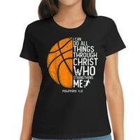 Kršćanska košarka volim sve stvari koje mogu raditi zadivljujuću grafičku majicu za žene - izuzetan dizajn na