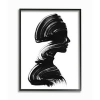 Stupell Industries ženski silueta četkica Stroke Portret minimalni crno bijeli uokvireni zidni umjetnički dizajn