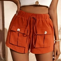 Uorcsa kratke hlače visoki struk ležerno labavo prozračna čvrsta mekana plaža kratke ženske hlače narančaste