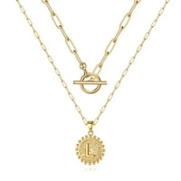Zlatne slojevite Ogrlice s inicijalima za žene 14k pozlaćeni lanac za spajanje ogrlica s inicijalima novčića zlatne