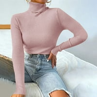 modni preveliki džemperi za žene poklon-jednobojna pletena dolčevita s dugim rukavima, lagani udobni puloveri,