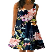 Ženska ljetna sundress-tunika midi haljine s cvjetnim printom haljina s naramenicama Ženska casual Boho stil _