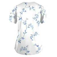 Ženske ljetne majice kratkih rukava s cvjetnim printom u obliku slova u, bluza s džepovima za rad