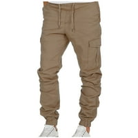 Muške hlače na rasprodaji muške Casual Fitness hlače za izgradnju tijela s džepovima boja duljina kaki sportske