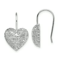 Naušnice u obliku srca od čistog srebra presvučene rodijem u obliku srca