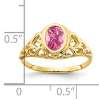 7k žuti zlatni prsten s ovalnim ružičastim turmalinom