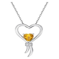 Čvorovi ljubavi Sterling Silver Citrine Srce privjesak, 18