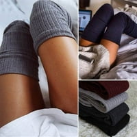 Ženske zimske pletene pamučne čarape tople čarape do koljena modne heklane duge tajice