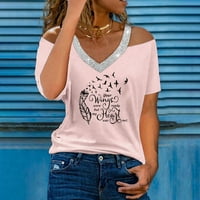 Modna majica s printom Ženske bluze ljetna ležerna košulja s ramena modne majice kratkih rukava za žene
