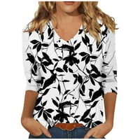 Ženska proljetno-ljetna modna majica s printom srednje duljine i izrezom u obliku slova u, Ležerne široke majice,