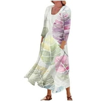 Ženska ležerna Udobna pamučna haljina s džepom i rukavima od tri četvrtine s cvjetnim printom;