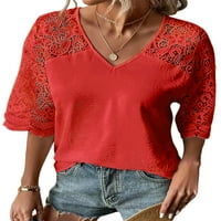 Ženski ljetni topovi majica s izrezom u obliku slova U, obična majica, osnovni pulover, svečana tunika, bluza