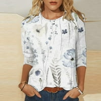Topovi s dugim rukavima, ženske ljetne Ležerne majice s okruglim vratom, klasične bluze u grafičkom stilu, majica