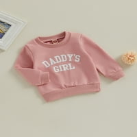 $ 3/ casual majica za djevojčice s dugim rukavima s printom slova, pulover od 3 godine, dječje jesenske široke