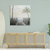 Stupell Industries Tropska palma stabala ljetna plaža pejzažni krajolik galerija omotana platno print zidna umjetnost,