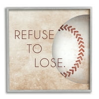 Stupell Indisy Refe za gubitak fraze Sports Baseball Rtic Brown, 17, dizajn SD Graphics Studio