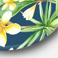 Designart 'žuti cvjetovi i tropsko lišće viii' Moderni krug metal metal zid - disk od 29