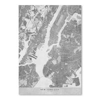 AmericanFlat karta New Yorka u Greyu by Blursbyai plakat umjetnički tisak