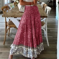 Bazyrey suknje za žene patchwork moda casual cvjećarski tisak visokog struka naborana duga suknja maxi suknje