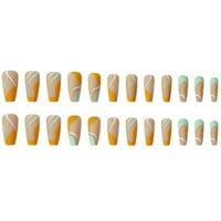 Balerina lažni nokat narančaste zelene linije za višekratnu upotrebu snažnog materijala za nokte za školske ekstenzije