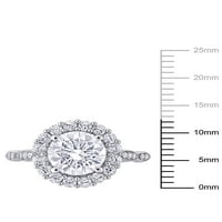 3- Carat T.G.W. Stvoren bijeli safir i dijamantski prikaz 10kt bijelog zlata halo prsten