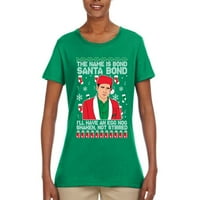 Michael Scott Ime je Bond Santa Bond Ugly Christmas džemper Ženska grafička majica, Kelly, 2xl