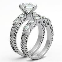Set uparenih prstenova, ženski vjenčani prsten od kamena od nehrđajućeg čelika, muški odgovarajući ravni prsten-veličina