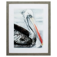 Homeroots dekor drveni okvir sivi pelican i