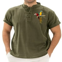 SANVIGLOR MENS majice bluze kratkih rukava Henley Neck ljetni vrhovi labavi fit majica odmor Basic Tee Green l
