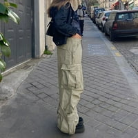 Ženske vrećaste teretne hlače s elastičnim pojasom s patentnim zatvaračem, niskim strukom u stilu dečka, širokim