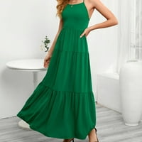 Ljetna modna ženska haljina zelena haljina za suspenziju dugačka haljina za omota
