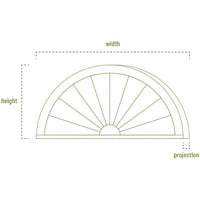 Ekena Millwork 60 W 36-3 4 H 2-3 4 P Polu okruglih Sunburst Arhitektonskog stupnja PVC kombinacija pestiment