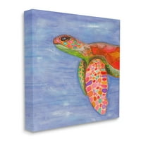 Stupell Industries Rainbow Sea Tortoise Mekana obalna plivanja portret platna zidna umjetnost, 48, dizajn Elvira