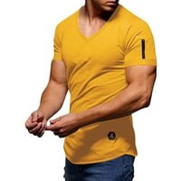 Muška ljetna modna ležerna jednobojna majica s džepom s patentnim zatvaračem majica kratkih rukava gornja bluza
