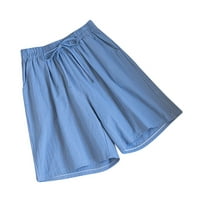 Kratke hlače za žene ljetne Pamučne konoplje široke hlače velike veličine, široke prozračne, s džepom na svjetlu