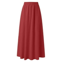 Maxi suknja Žene modno labavo ležerno dugo veliko čvrsto suknje suknje suknje od struka crvena