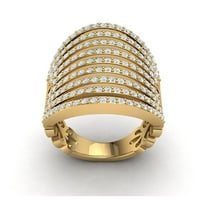 Pravi 1,5 karat okrugli rez dijamantni prog Široki multirow maštovito obljetnički obljetnički prsten Solid 14K