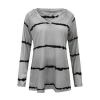 OCIVIESR WOMAN CASPLATNE Stripe Print V-Neck Majice dugih rukava bluza labava gornja ženska majica majice