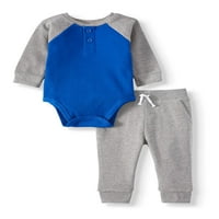 Ganimals Baby Boy Dugi rukavi toplinski henley bodysuit & joggers, odjevni set