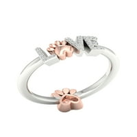 Imperial 1 10CT TDW Diamond S Sterling Silver Dog Paw Love Band - Pink