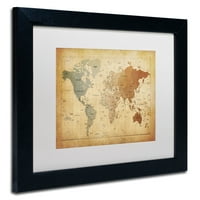 Zaštitni znak likovna umjetnost vremenske zone Map of the World Canvas Art by Michael Tompsett, White Matte, crni