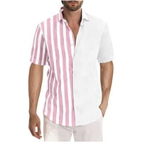 Topovi, muške košulje, ljetna Muška košulja s digitalnim prugastim printom, košulja kratkih rukava s reverom,