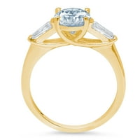 Dijamant ovalnog reza s imitacijom plavog dijamanta od 14 karata u žutom zlatu s tri kamena od 9,5.