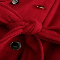 Ženska elegantna gornja odjeća s reverima ležerni zimski kaputi jednobojni radni Kaputi bordo vuneni kaput od