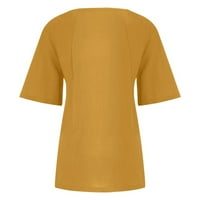 Košulje za ženežene pamučne i lanene ljetne i jesenske Ležerne majice u retro stilu od pamuka i lana s kratkim