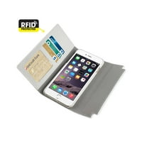 Telefon folija s novčanikom iPhone 6S plus originalna kožna RFID novčanica i metalni remen kopča u bjelokosti